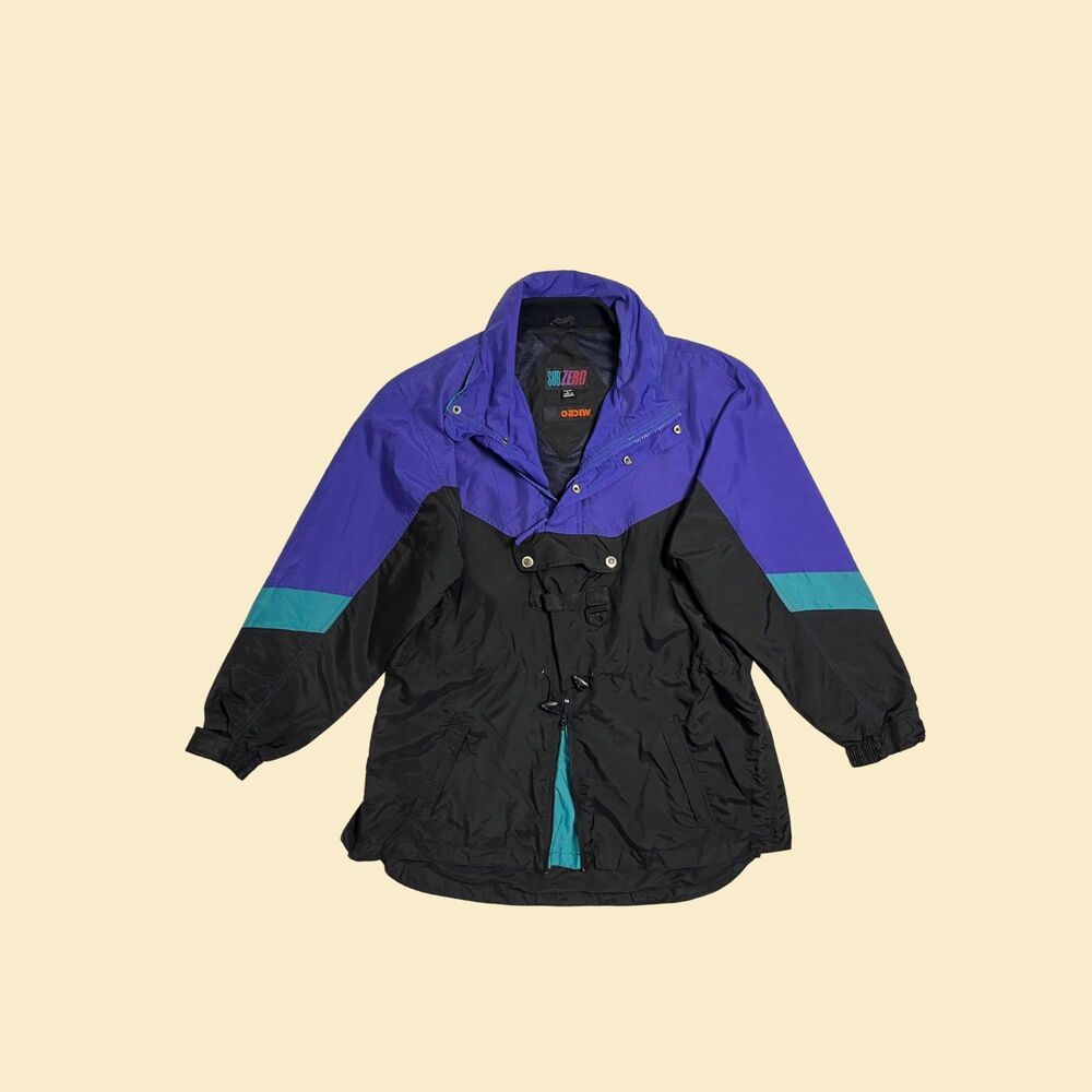 Vintage 80s/90s Junior L SubZero parka windbreaker jacket, vintage black jacket